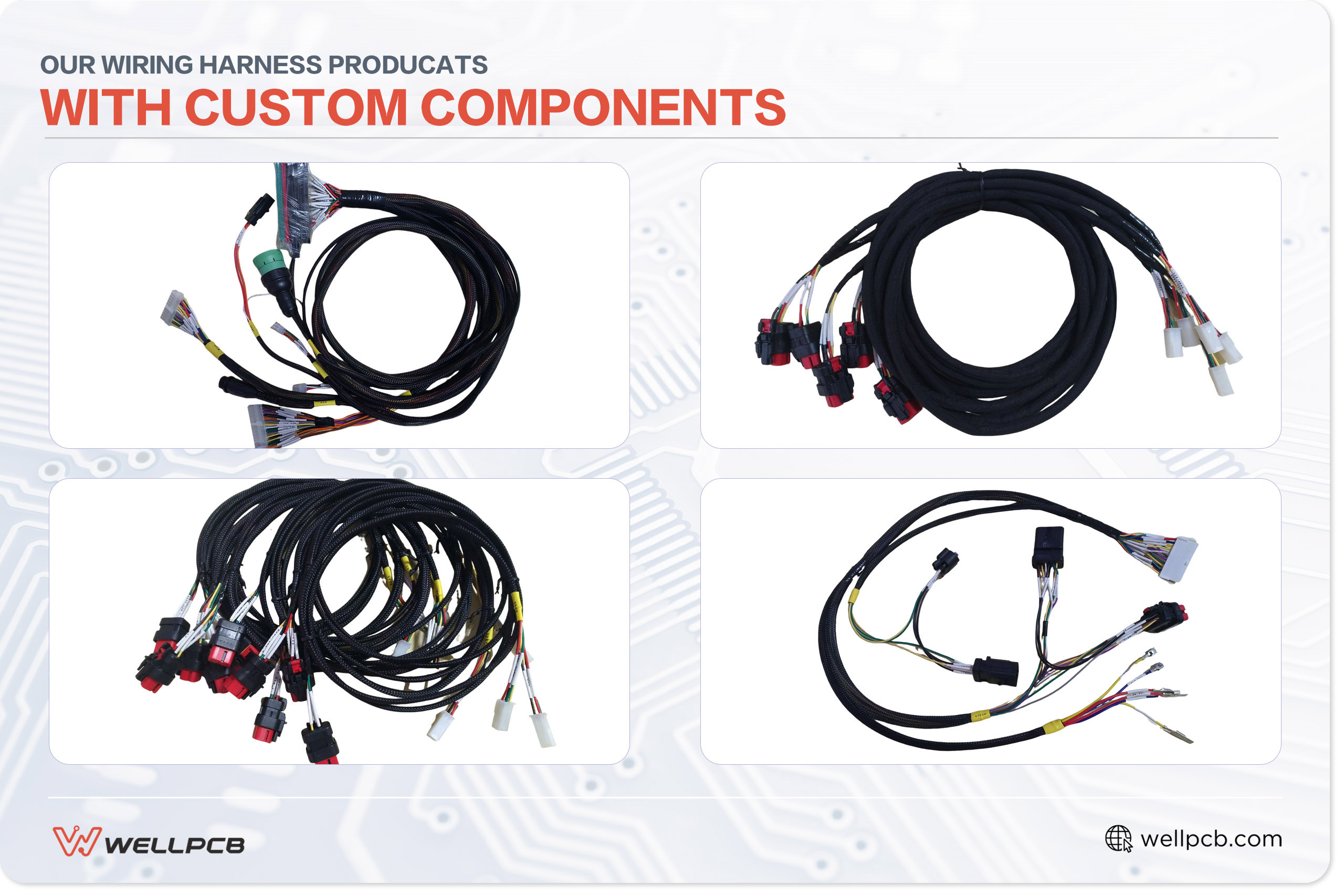 Our wiring harness products with custom components