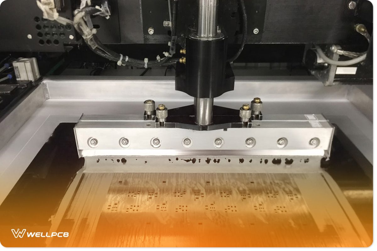 PCB Processing on a machine working in a factory