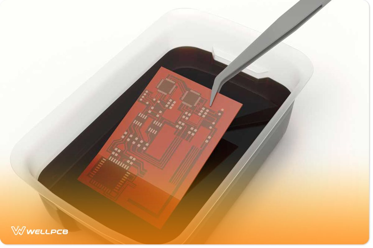 PCB is undergoing chemical etching