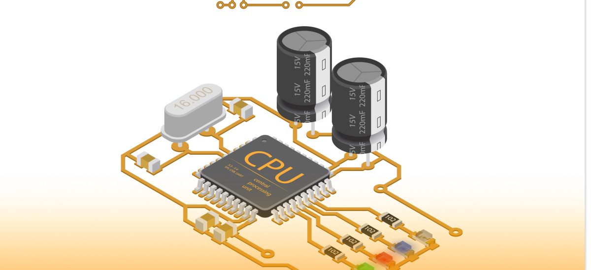 printed circuit board vector with mounted components