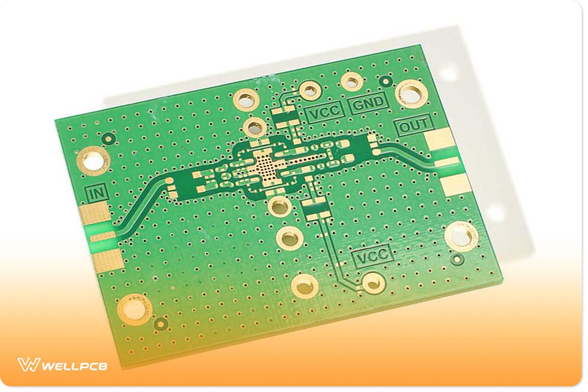 RF amplifier PCB isolated on a white background