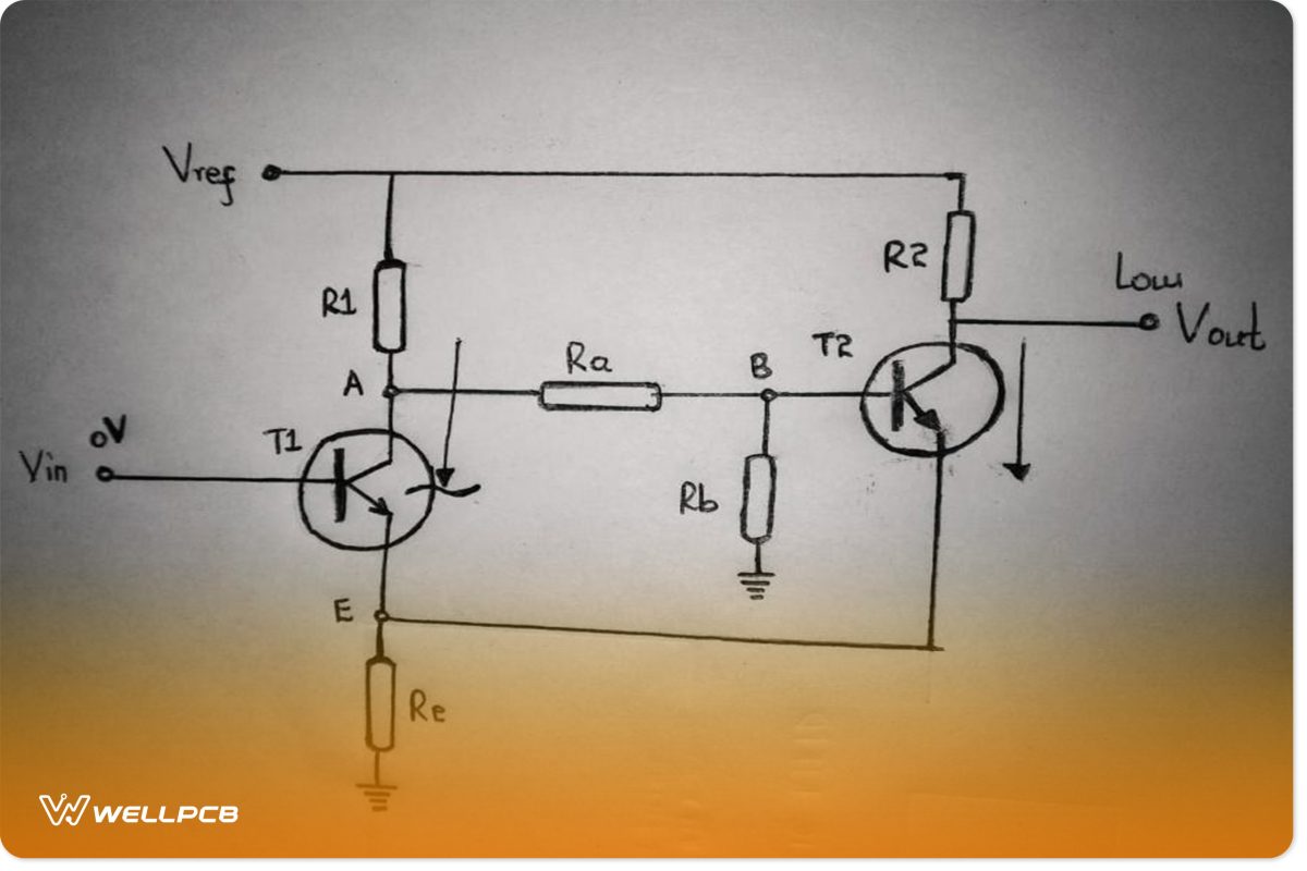 Schmitt trigger using transistors 