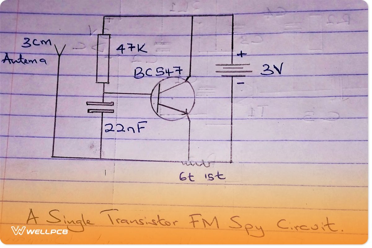 Single transistor FM spy circuit