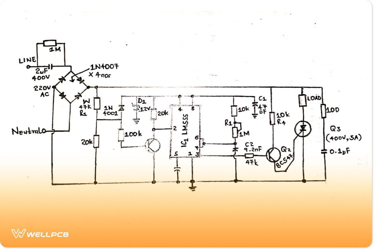 Switching transformerless circuit using IC555