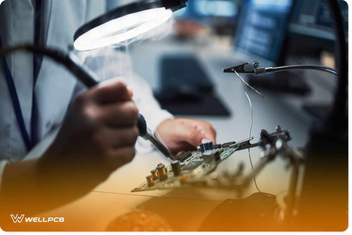 The engineer Does Computer Motherboard Soldering.