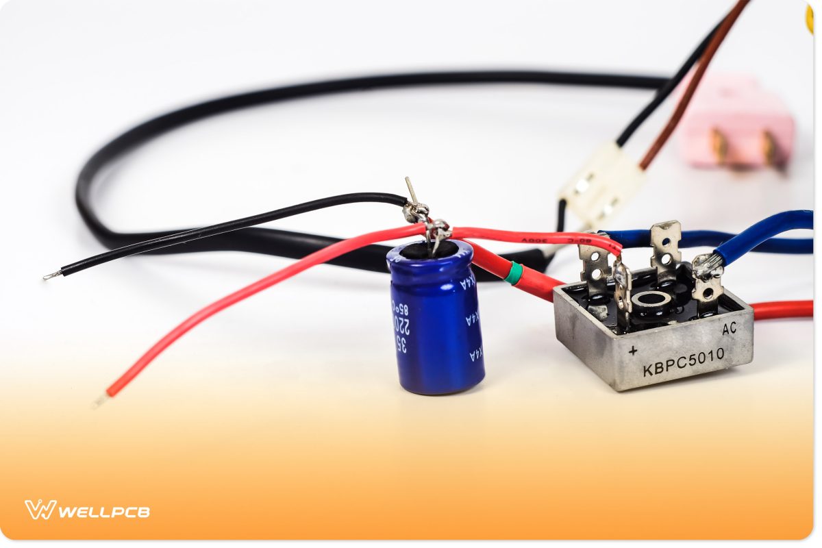 Transformer AC power to DC power with diode bridge and capacitor