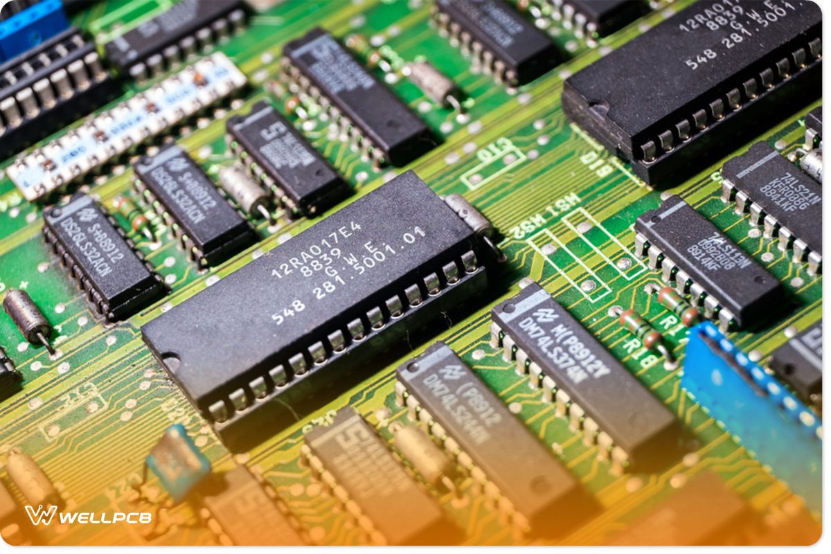 Transistors and microchips on a circuit board