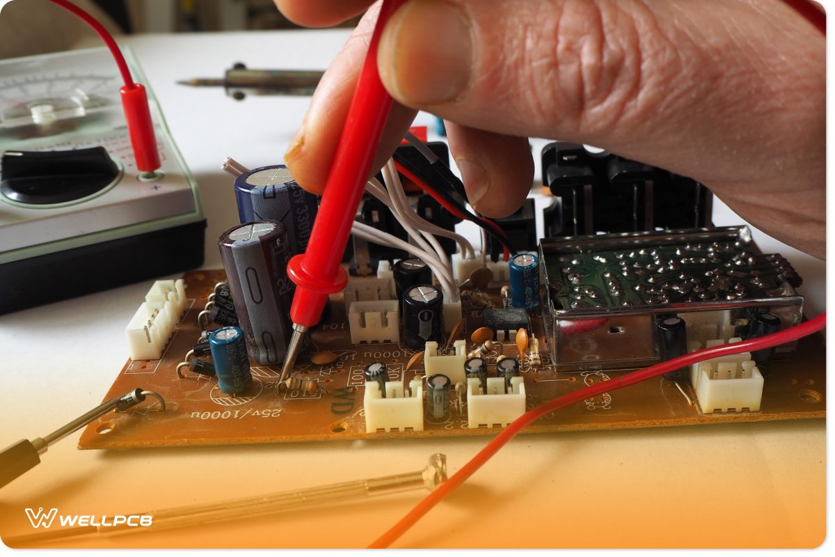 Typical passive oscilloscope probe being used to test an integrated circuit