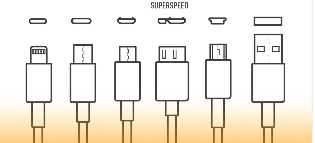 Usb Cables Icons Electronic Device Input Stock Vector