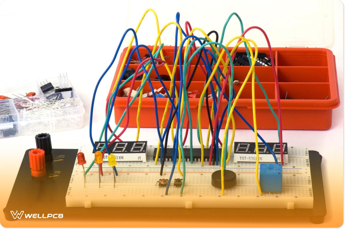 Wires connect the breadboard in varying colors for easier identification