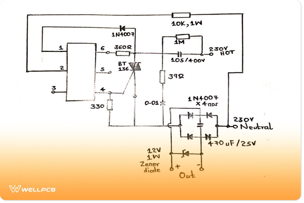 Zero-crossing transformerless power supply circuit 