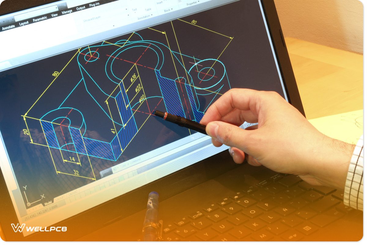 a designer working on a CAD design