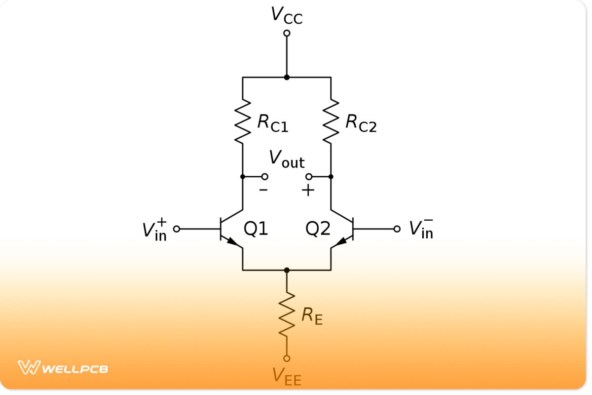 a differential amplifier made with NPN transistors