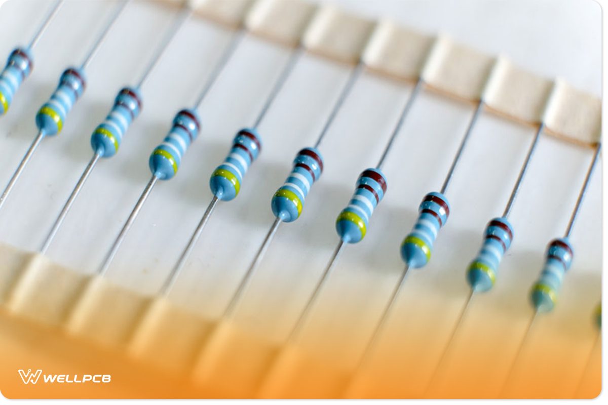 blue resistors in a row