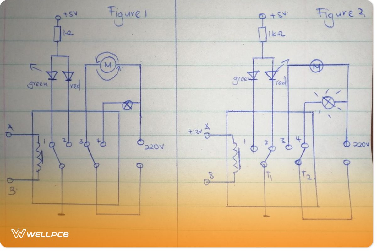 circuits that explain the switch between two different loads)