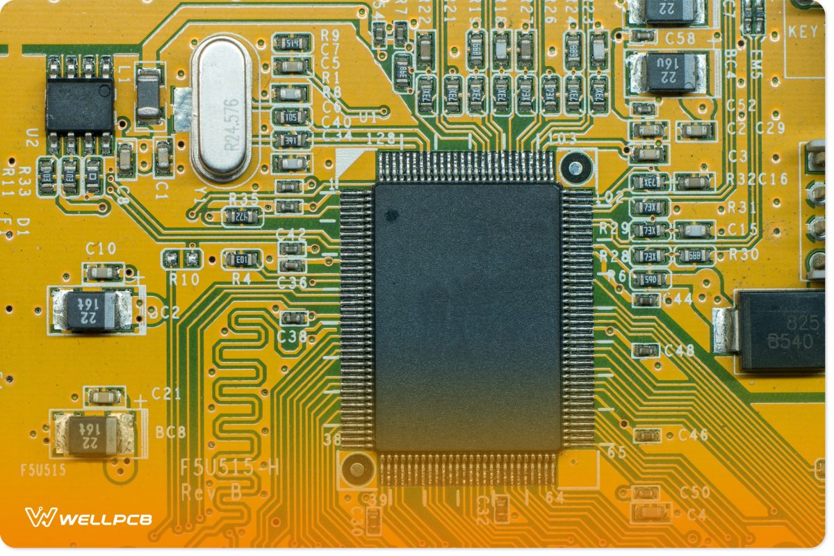 close up on a multilayered PCB