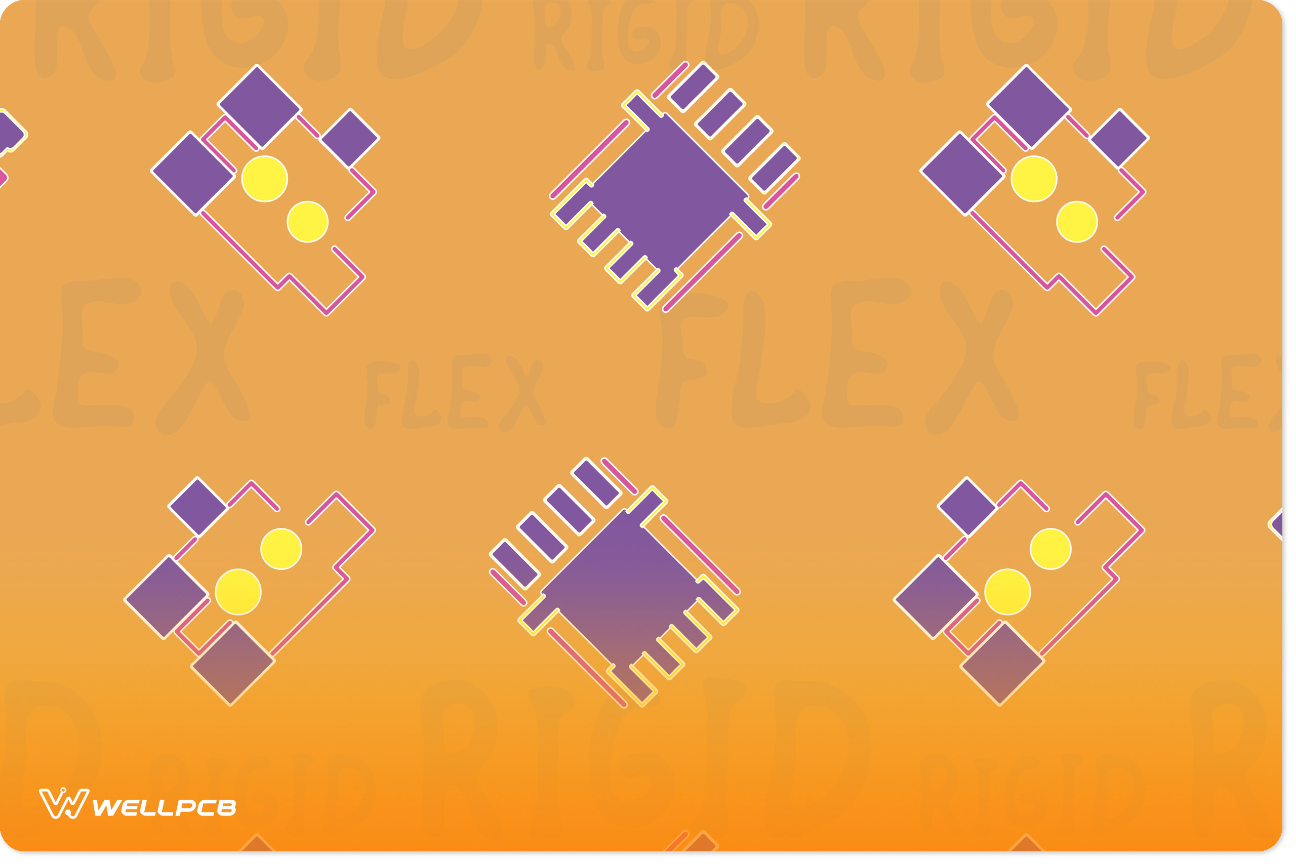 colorful illustration of a rigid-flex PCB