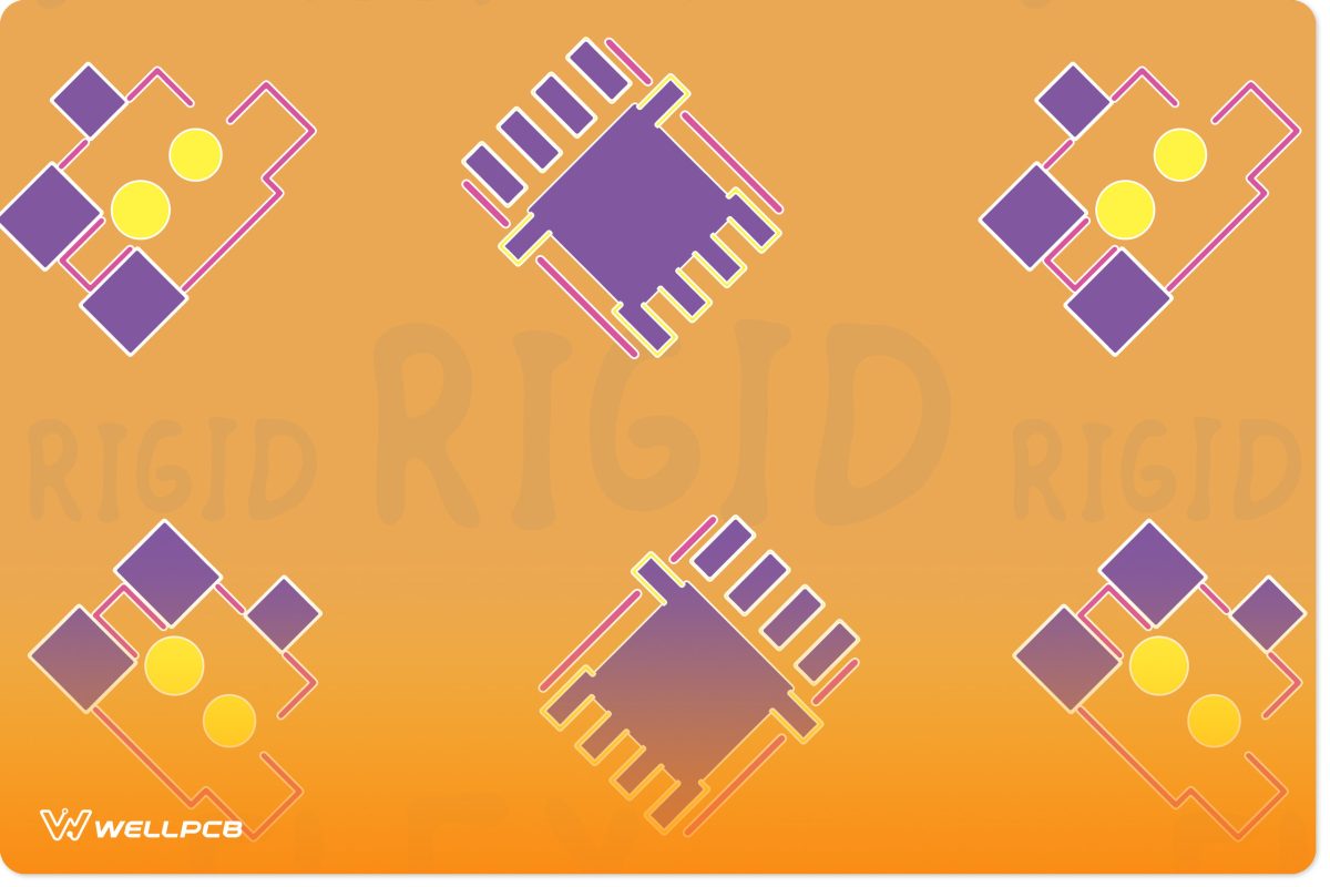 colorful illustration of a rigid-flex PCBs