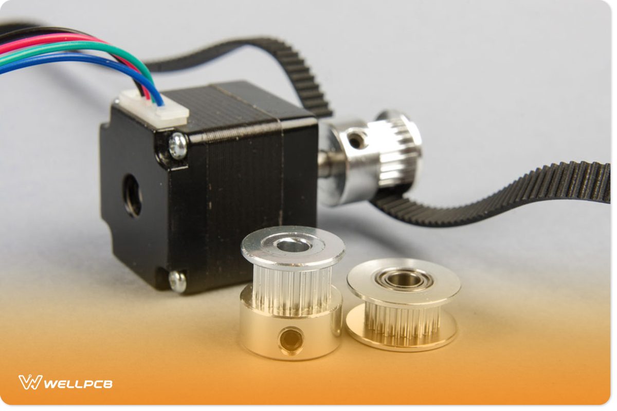 stepper motor used in 3D printers and pulleys