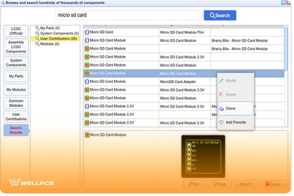 using right-click and selecting the Clone function